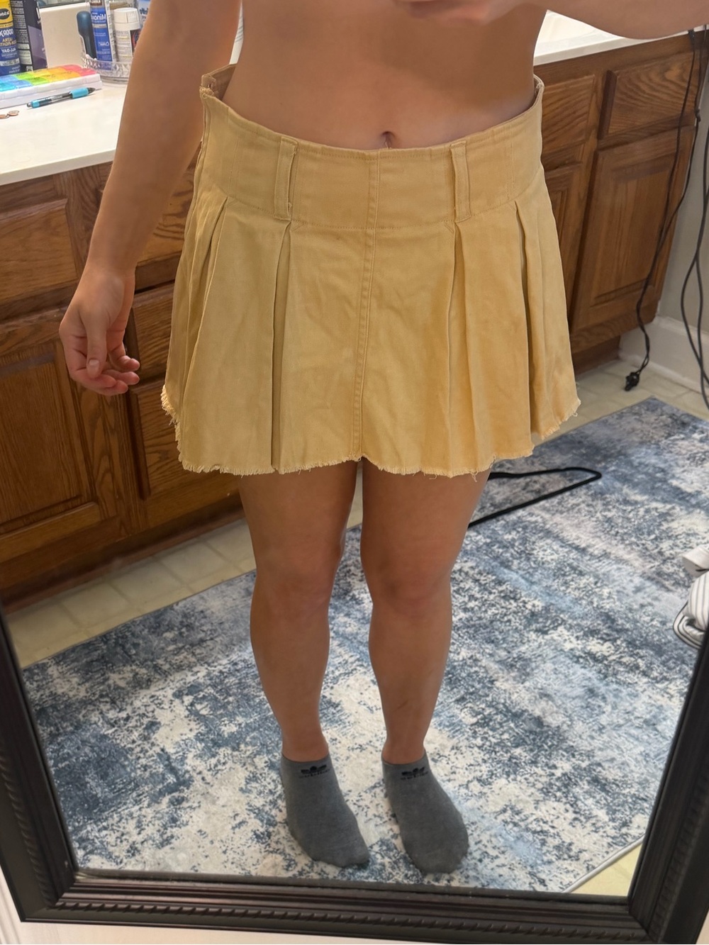 Altar'd State Pleated Mini Skort in Mustard Yellow